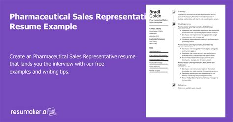 Pharmaceutical Sales Representative Resume Example Free Guide