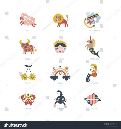 All Zodiac Character Clip Art Set 库存矢量图（免版税）1961767444 Shutterstock