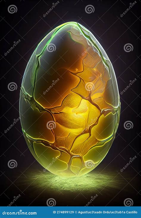 Translucent Dinosaur Egg With An Embryo Inside Stock Illustration