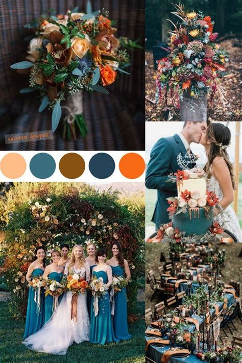 Dark Teal And Rust Orange Wedding Color Ideas For Fall Orange