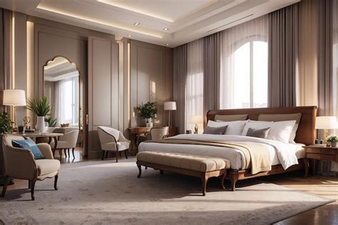 Premium Photo Elegant Hotel Room With A Big Bed