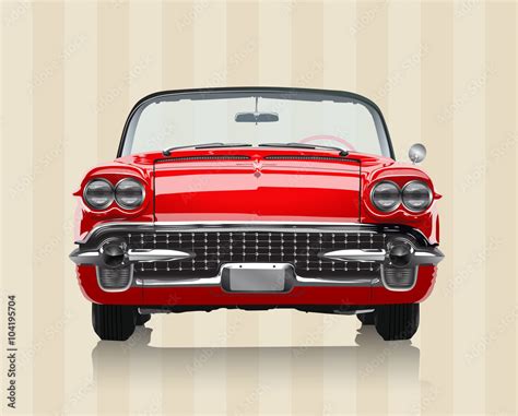 Very Realistic Vector Illustration Of A Vintage Car Front View In