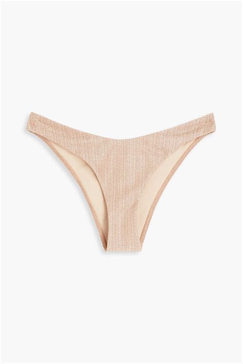 Zimmermann Metallic Stretch Jersey Low Rise Bikini Briefs In Platinum Modesens