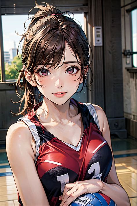 Anime Girl With A Basketball Ball In Her Hand Seaart Ai