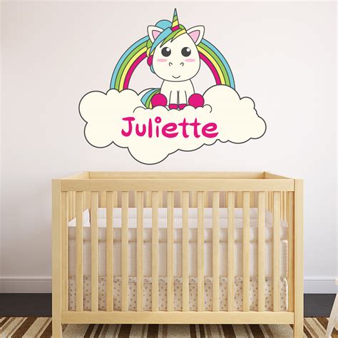 Sticker Pr Nom Personnalisable Licorne Sur Son Nuage Stickers Chambre