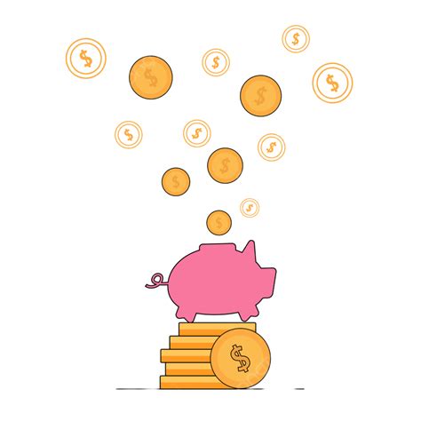 Pink Piggy Bank Clipart Transparent Background Gold Dollars Fly Out Of