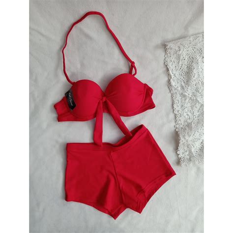 Jual BK 3318 X03 WARNA MERAH BIKINI PANTAI DENGAN BUSA PUSH UP DAN