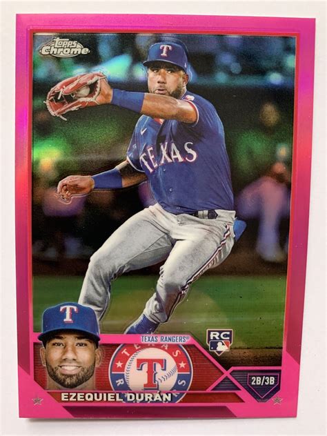 Topps Chrome Ezequiel Duran Rookie Pink Refractor Rangers Ebay