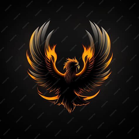 Premium Ai Image Simple Phoenix Logo On Black Background