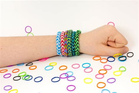 Colorful rubber bracelet stock photo. Image of blue, black - 39951870