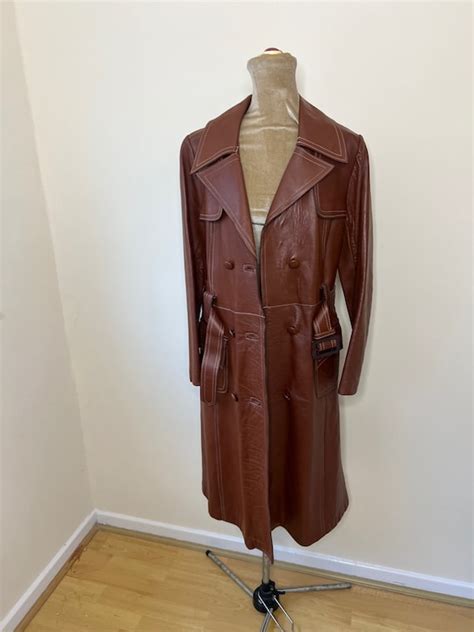 S Leather Trench Coat S Tan Brown Leather Co Gem