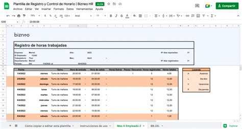 Plantilla De Registro De Jornada Laboral En Excel Gratis