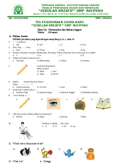 Detail Soal Bahasa Inggris Gambar Kelas 1 Sd Koleksi Nomer 16