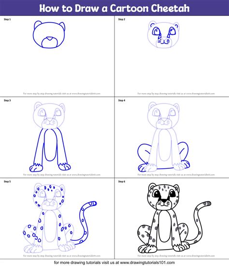 How To Draw A Cartoon Cheetah Cartoon Animals Step By Step
