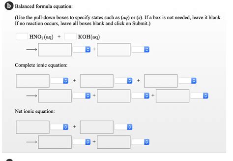 Solved Balanced Formula Equation Use The Pull Down Boxes To Chegg