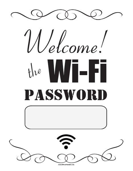 Wifi Password Sign Free Printable