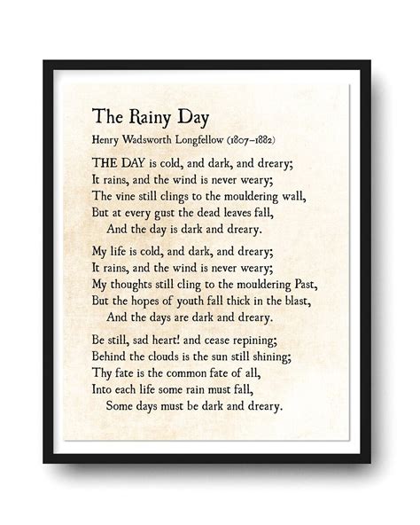 Rainy Day Poem Be Still Sad Heart Henry Wadsworth Longfellow Poetry