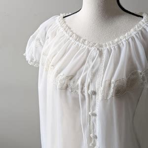 Vintage 60s White Sheer Babydoll Slip Maxi Dress Retro Lingerie Nightgown Etsy