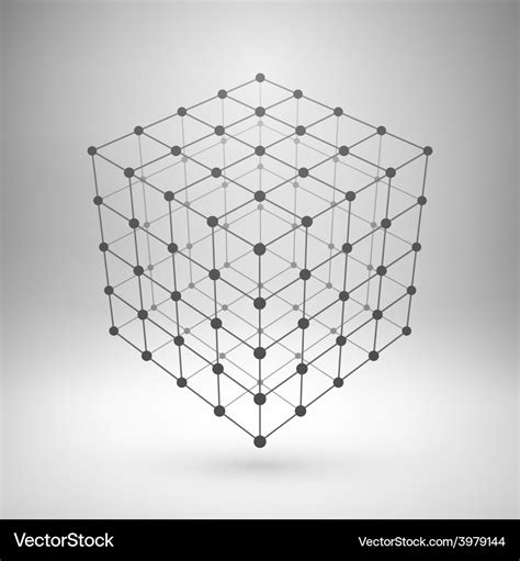 Wireframe Mesh Polygonal Cube Royalty Free Vector Image