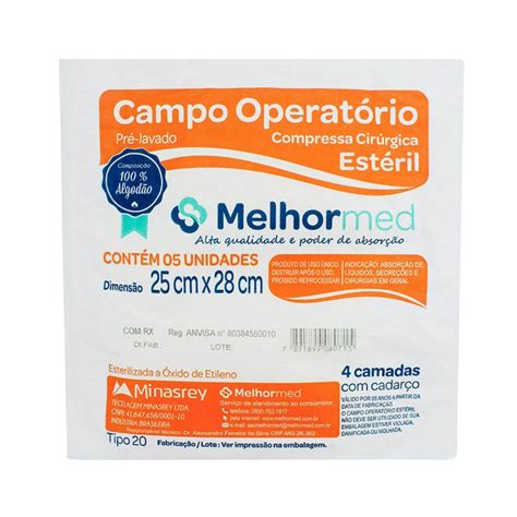 Campo Operatorio 25 X 28 Estéril Raio X Pct 5un Melhor Med Loja EniFar