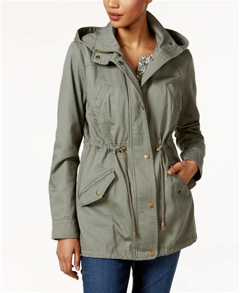 Style And Co Cotton Hooded Utility Jacket Created For Macy S Sage Blazer Jackets For Women