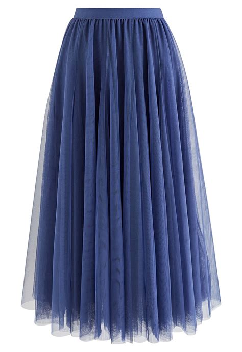 Jupe Longue En Tulle My Secret Garden En Bleu Poussi Reux Retro