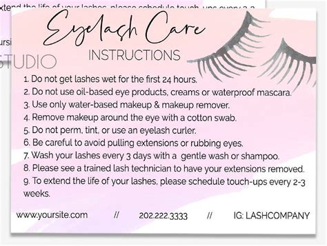 Eyelash Care Extension Rules Eyelash After Care Instructions Etsy