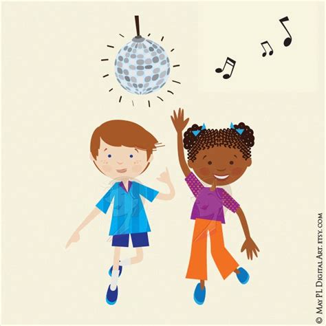 Dance Clipart Disco Kids Party Children Boy Girl Dancing Cute