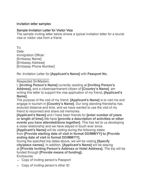 Example Of Invitation Letter For Us Visa Database Letter Template