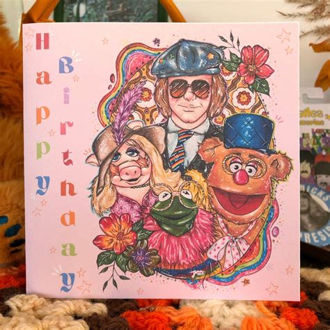 The Muppets And Elton John Birthday Card Greetings Card By Graceowenart