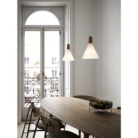 Nari White Glass And Wood Scandi Pendant Small Lightbox