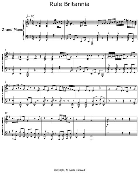 Rule Britannia - Sheet music for Piano