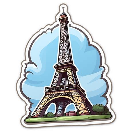 Premium Photo Eiffel Tower Cute Sticker White Background