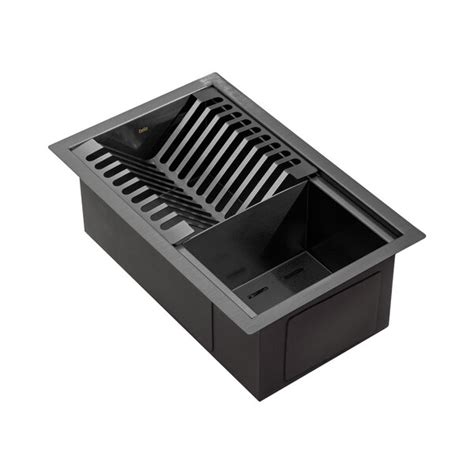 Escorredor Embutido Calha Molhada Inox 26x42 Cm Preto Fosco Leroy