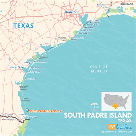 San Padre Island Texas Map Dallas Madelena