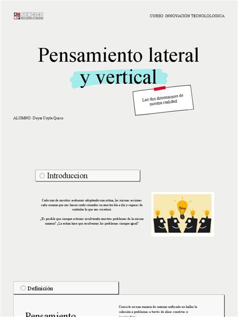 Pensamiento Lateral Y Vertical Pdf Pensamiento Cognición