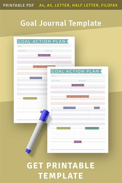 The Goal And Action Plan Template Is Shown In Two Separate Sections