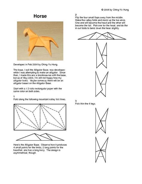 Origami Horse by CY Hung | Free instructions | Origami Resource Center