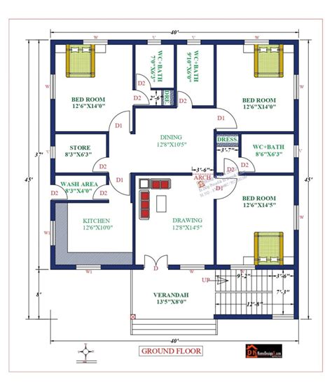 40X45 Affordable House Design DK Home DesignX