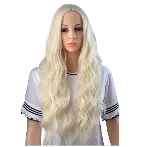 Beron 28 Women Long Curly Wavy Light Blonde Wig Synthetic