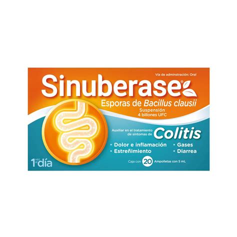 Sinuberase Colítis Probióticos 20 Ampolletas 5 Ml