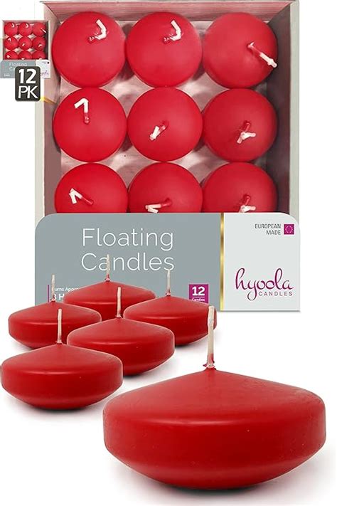 Hyoola Premium Red Floating Candles Pack Of 12 Burn Time 8 Hours 75 Mm Made In Europe