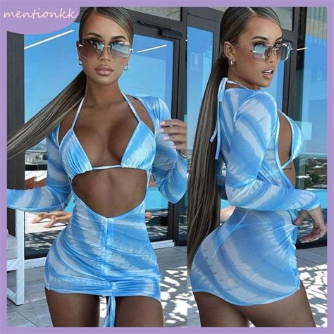 MENTION Women Three Pieces Thong Swimsuits Push Up Brazilian Bikini