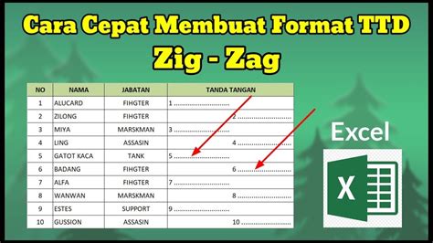 Cara Membuat Format Tanda Tangan Zigzag Di Excel Youtube