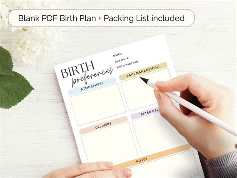 Editable Birth Plan Template Hospital Packing List - Etsy