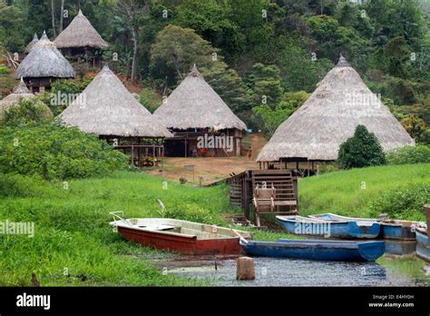 Villagers Of The Native Indian Embera Tribe Embera Village Panama