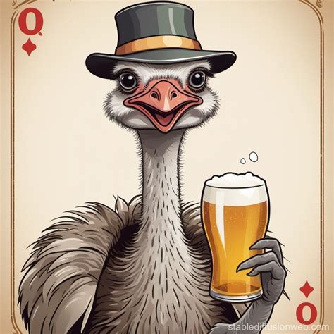 Ostrich Themed Card Games Stable Diffusion Online