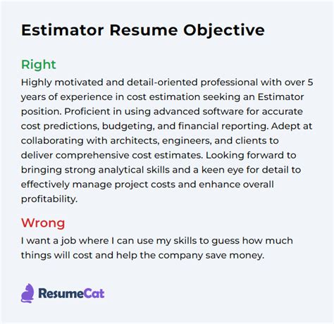 Top 17 Estimator Resume Objective Examples ResumeCat