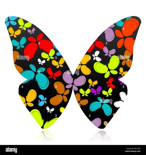 illustration of butterfly formed by several colorful butterflies Stock ...