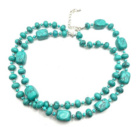 Beautiful Designer Turquoise Color Beaded Two Strand Necklace 1872630